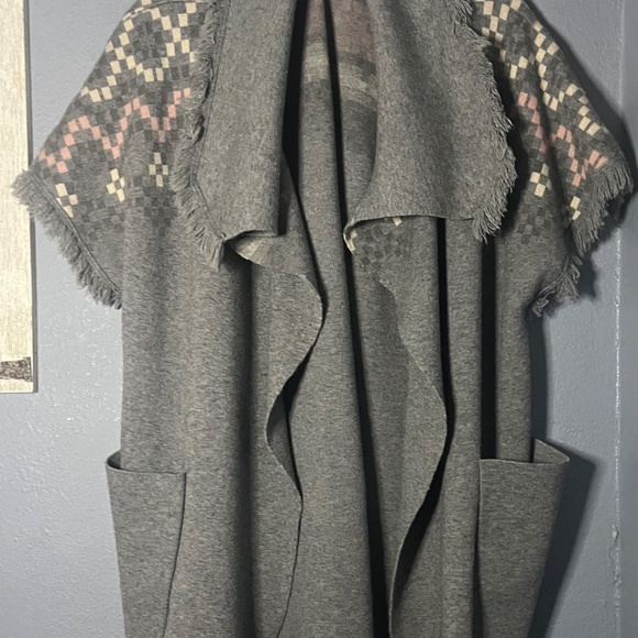 THML Fringe Trim Open Cardigan Sweater Women’s Large Oversized Cozy Slouchy - Picture 2 of 10